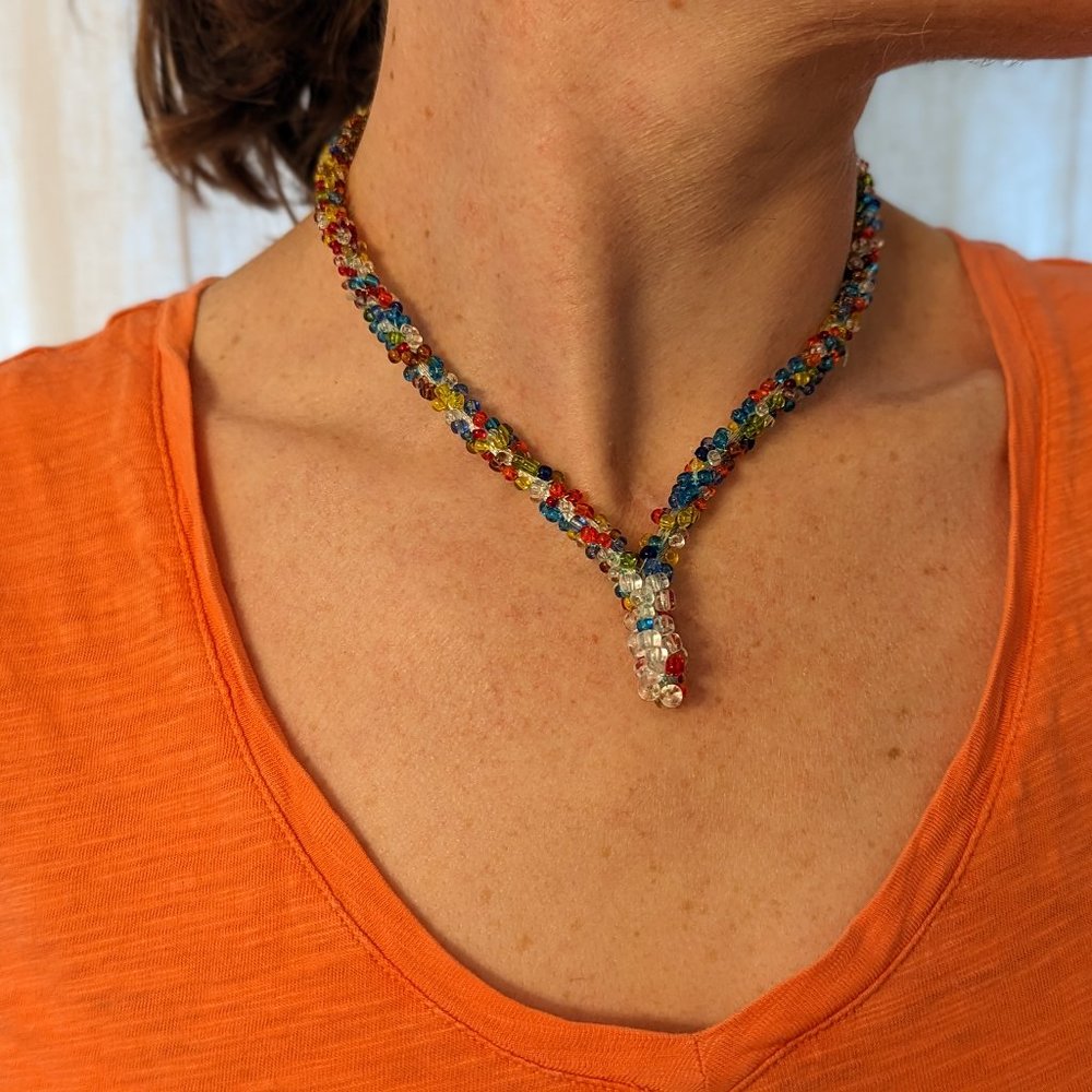 Hand Beaded Assemblage Necklace - image 1